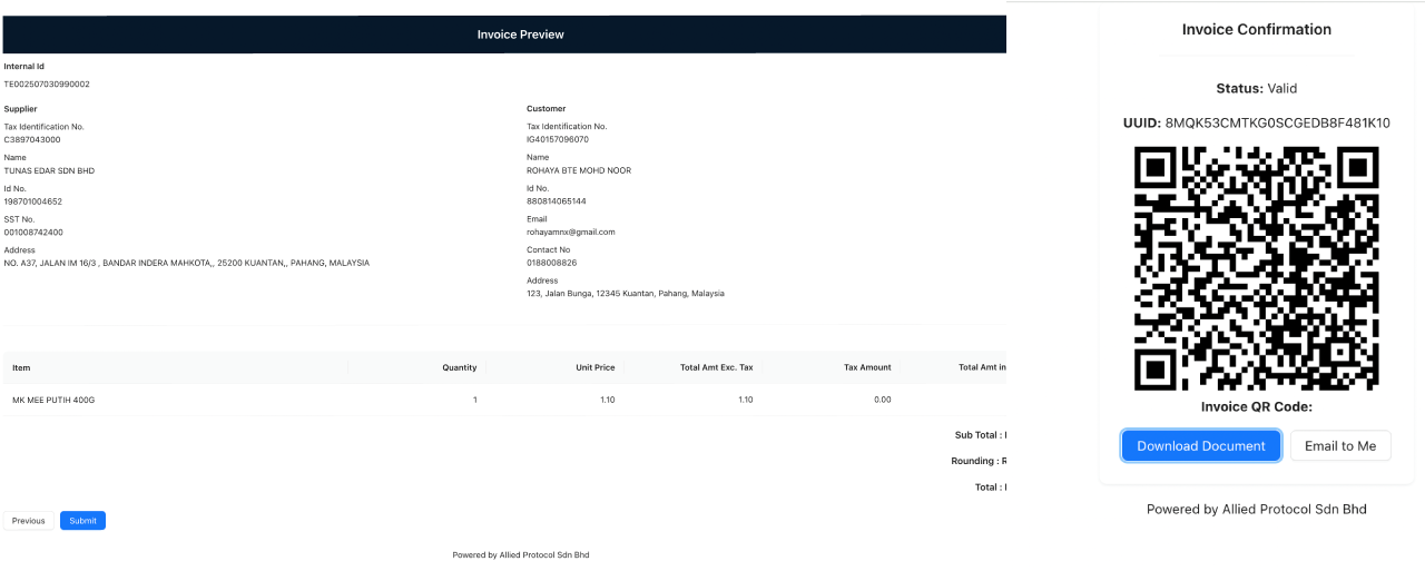 Integration with e-Invoice LHDN (Malaysia)